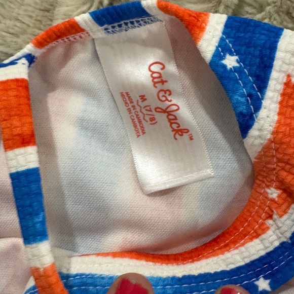 NWT Cat & Jack Red White Blue Star Swimsuit Size M (7/8) - Picture 2 of 4
